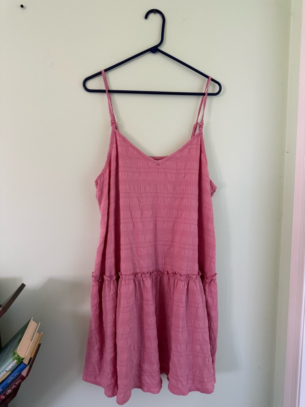 Pink Textured Spaghetti Strap Dress
